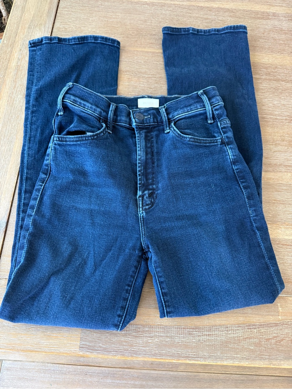 MOTHER Denim The Hustler Jeans Chip On My Shoulder Finished Hem Size 25